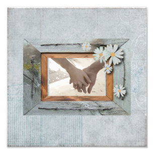 Impression Photo grange bleu rustique mariage campagnard marguerite