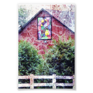 Impression Photo Grange rouge avec quilt grunge