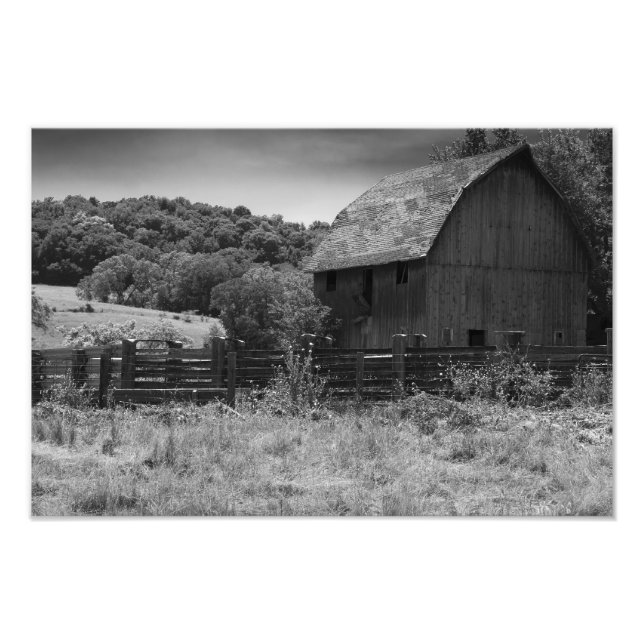 Impression Photo Grange rustique noire et blanche (Devant)