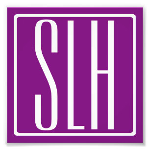 Impression Photo Gras moderne 3 initiales Monogramme   Blanc et pou