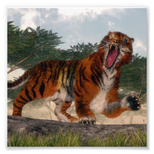 Impression Photo Gravure de tigre - rendu 3D
