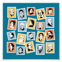 Great writers, poets and playwrights on stamps-1