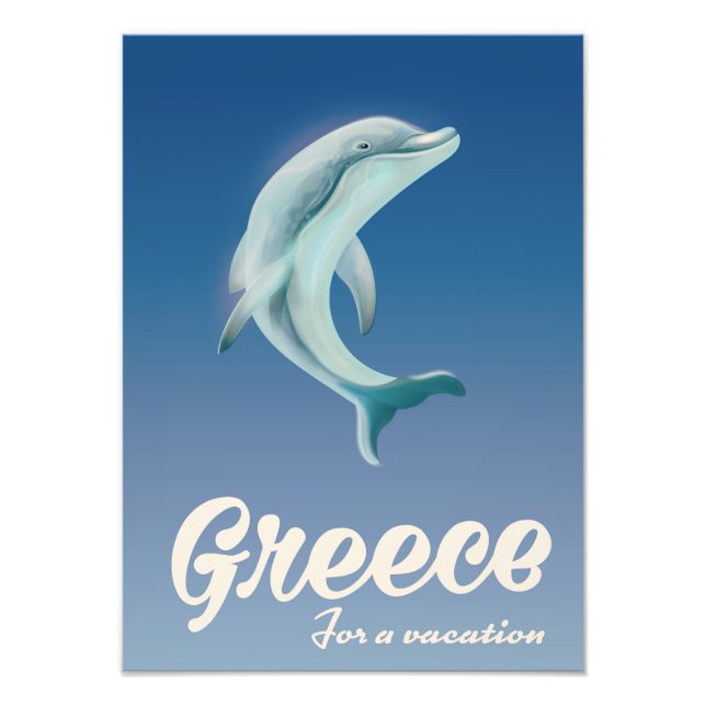 Impression Photo Grèce pour des vacances Affiche de voyage dauphin (Devant)
