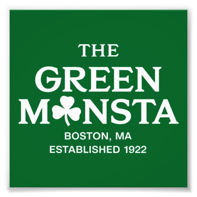Impression Photo Green Monsta Boston Green Monstah cadeau de baseba (Devant)