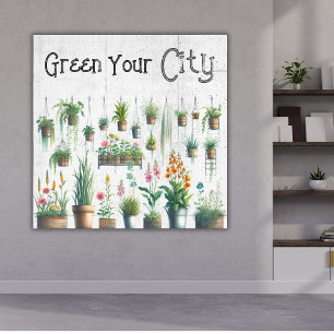 Impression Photo Green Your City Jardin Vertical Béton Mur Art