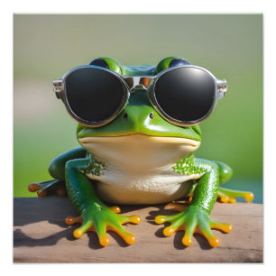 Impression Photo Grenouille drôle avec lunettes de soleil