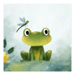 Impression Photo Grenouille et Libellule Mignonnes – Illustration D