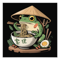 Grenouille mangeant des ramen kawaii neko nouilles