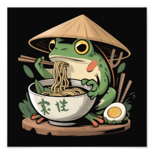 Impression Photo Grenouille mangeant des ramen kawaii neko nouilles