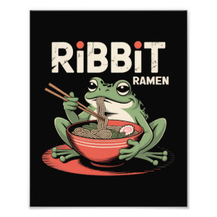 Impression Photo Grenouille manger Ramen drôle Ribbit Ramen