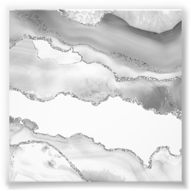 Impression Photo Grey White Marble Agate (Devant)