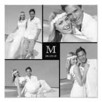Grille élégante Carré noir Monogramme 4 Mariage ph