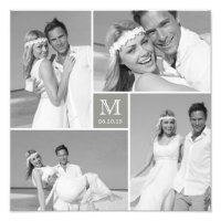 Grille élégante Gris Carré Monogramme 4 Mariage ph