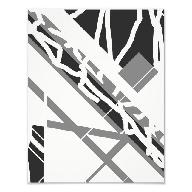 Impression Photo Gris noir sur formes diagonales blanc cassé (Devant)