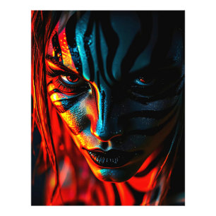 Impression Photo Gros plan: femme avec des motifs en zèbre au visag