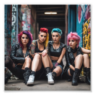 Impression Photo Groupe Alternative Hot Punk Girls Assis