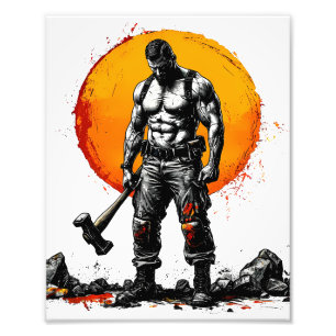 Impression Photo guerrier barbare médiéval imaginaire hummer force