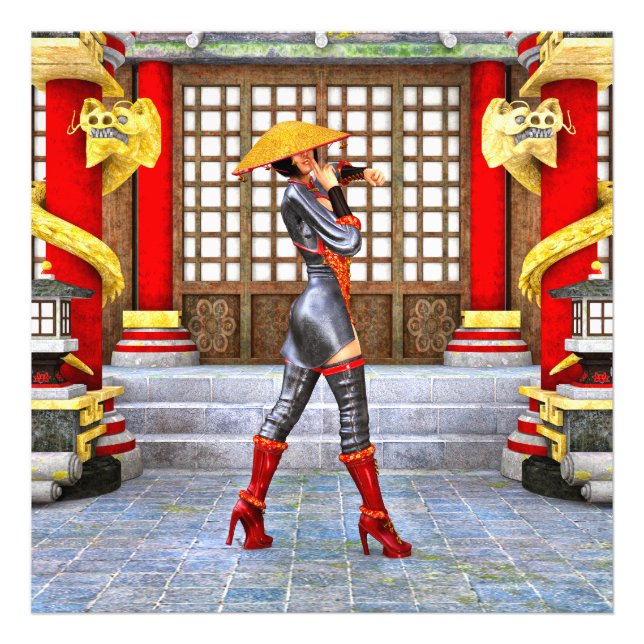 Impression Photo Guerrière asiatique Fantasy Illustration de Samour (Devant)