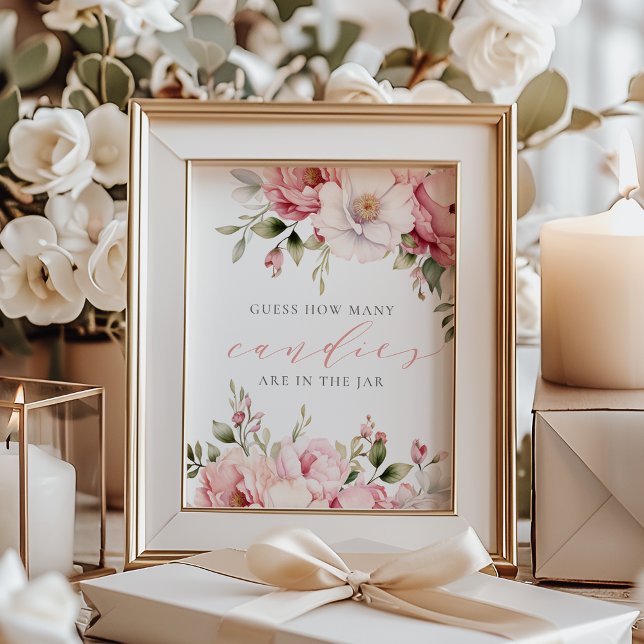 Impression Photo Guess How Many Candies Pink Baby Shower Sign (Créateur téléchargé)