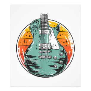 Impression Photo Guitare Électrique Rétro Coucher de Soleil Vintage