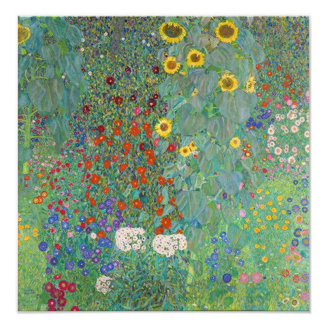 Impression Photo Gustav Klimt - Jardin de campagne avec tournesols (Devant)