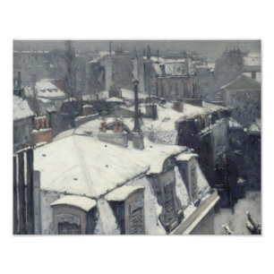 Impression Photo Gustave Caillebotte - dessus de toit dans la neige