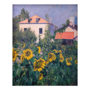 Impression Photo Gustave Caillebotte - Fleurs de soleil, Jardin