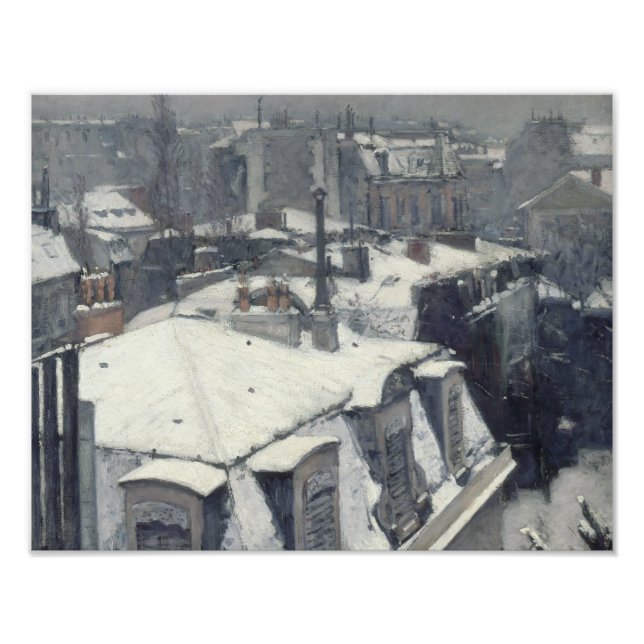 Impression Photo Gustave Caillebotte - Toits dans la neige (Devant)