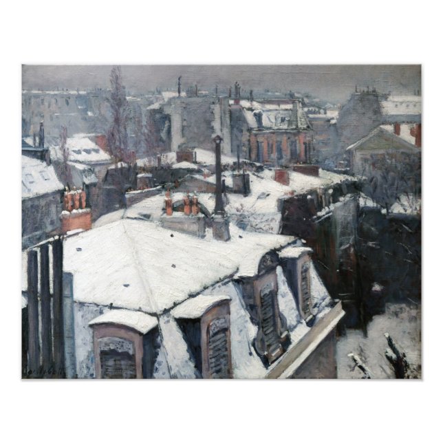 Impression Photo Gustave Caillebotte - Toits sous la neige (Devant)