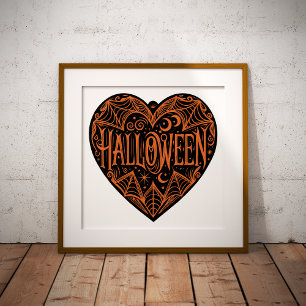 Impression Photo Halloween cœur, forme de cœur noir, vacances