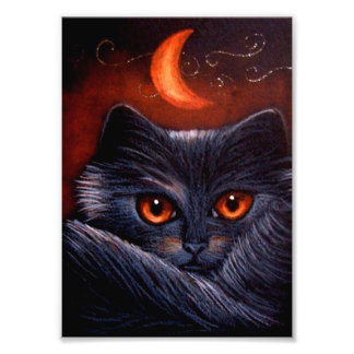 IMPRESSION PHOTO HALLOWEEN IMAGINAIRE NOIR CHAT & ORANGE MOON IMPRI
