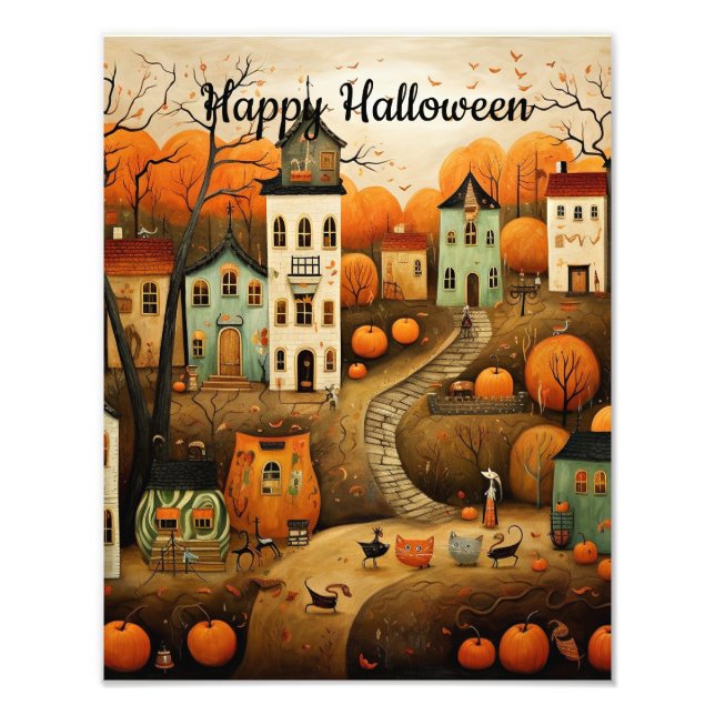 Impression Photo Happy Halloween illustration colorée (Devant)