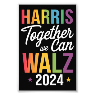 Impression Photo Harris Walz 2024 Kamala Ensemble Nous Pouvons LGBT