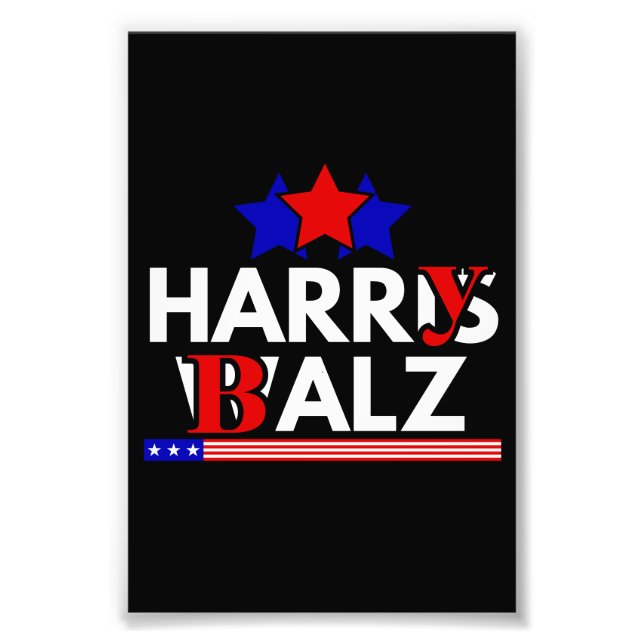 Impression Photo Harris Walz 24 Harry Balz 2024 Meme Democratics (Devant)
