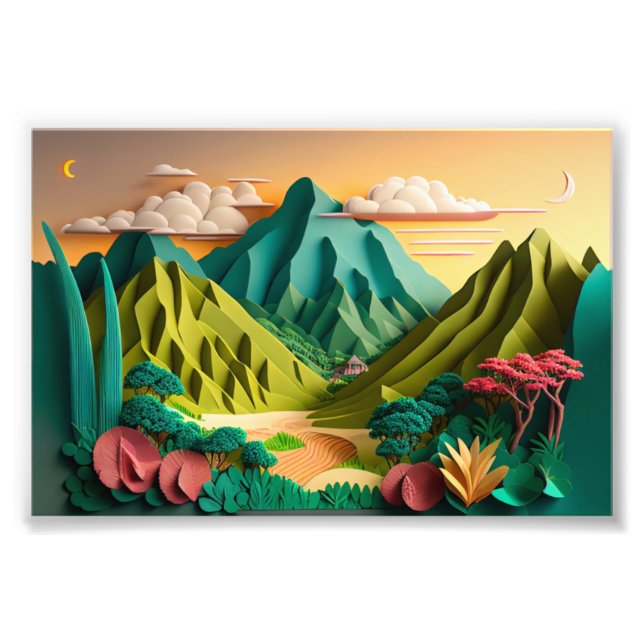 Impression Photo Hawaii, Art hawaïen, Style d'art en papier 3D, 3D (Devant)