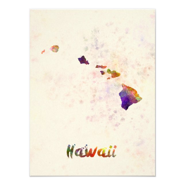 Impression Photo Hawaii US state in watercolor (Devant)