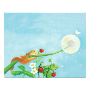 Impression Photo Hazel Dormouse, fraises sauvages et bouffée de pis