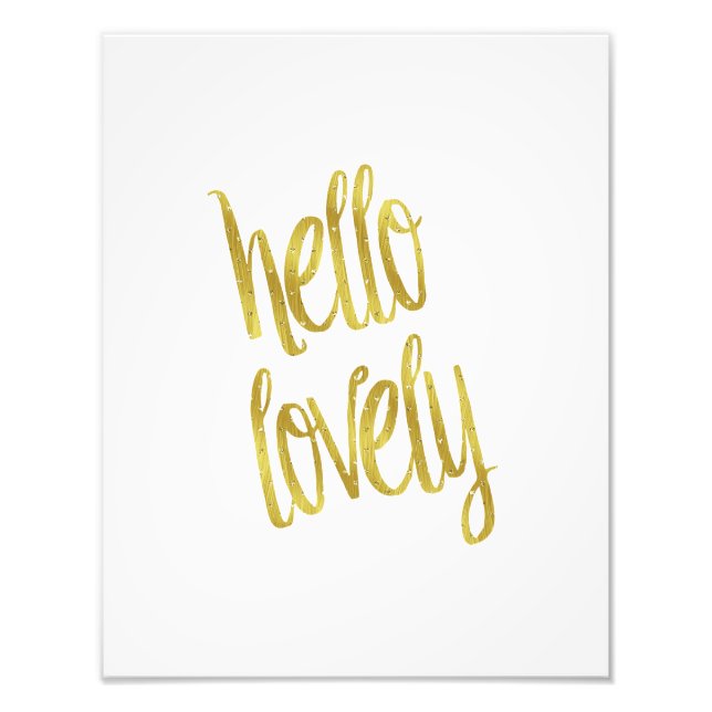 Impression Photo Hello Lovely Cote Faux Gold Foil Sparkle Design (Devant)
