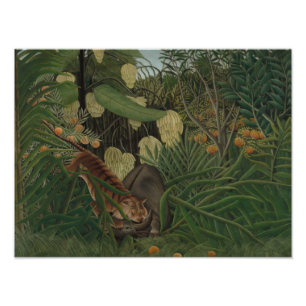 Impression Photo Henri Rousseau - Combat entre un tigre
