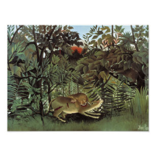 Impression Photo Henri Rousseau - L'Attaque Du Lion Affamé