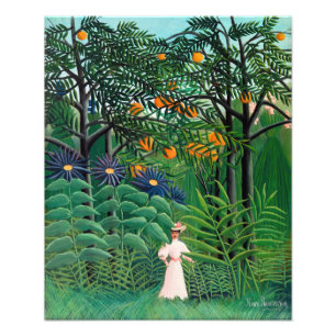 Impression Photo Henri Rousseau - Une femme marche dans une forêt e