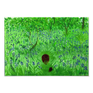 Impression Photo Hérisson Bluebell Woodland Peinture