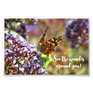 Impression Photo Hermosa Mariposa polinizando flores