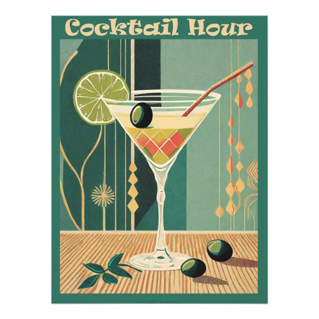 Impression Photo Heure du cocktail design milieu de siècle (Devant)