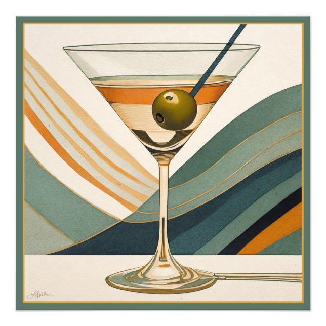 Impression Photo Heure du cocktail Martini du milieu du XXe siècle (Devant)