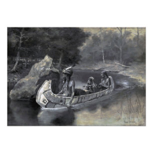 Impression Photo Hiawatha Indian Canoe Ojibwe ou Iroquois Leader