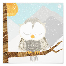 Hibou Blanc Endormi dans un Arbre