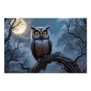 Impression Photo Hibou majestueux à grandes oreilles sous pleine lu