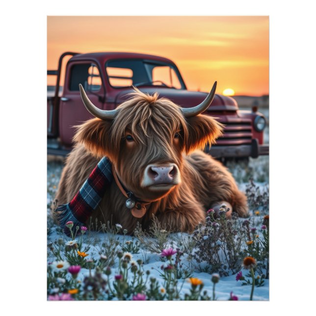 Impression Photo Highland Cow Country Christmas (Devant)