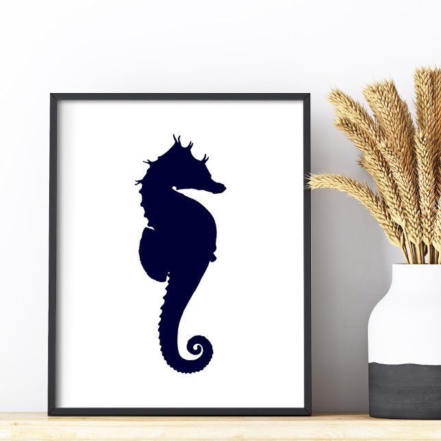 Impression Photo Hippocampe bleu foncé (Dark Blue Seahorse Photo Print)